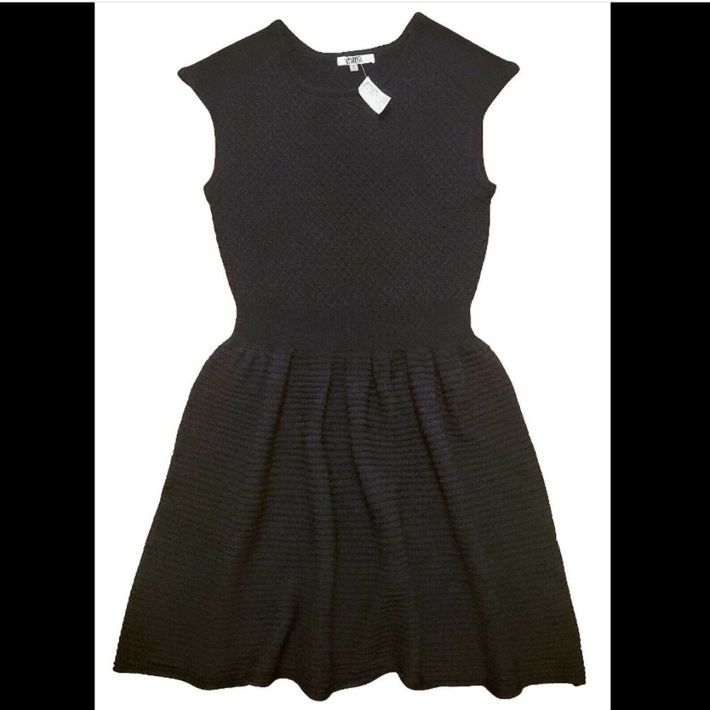 NWT BB Dakota Black Wool Fit & Flare Dress Sz Med